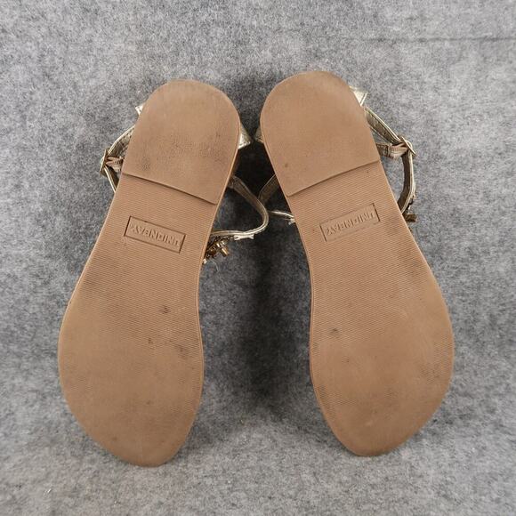 Union Bay Shoes Womens 7 Sandals Flat Thong Embellished Strap Heel Zip Metallic - Picture 9 of 10